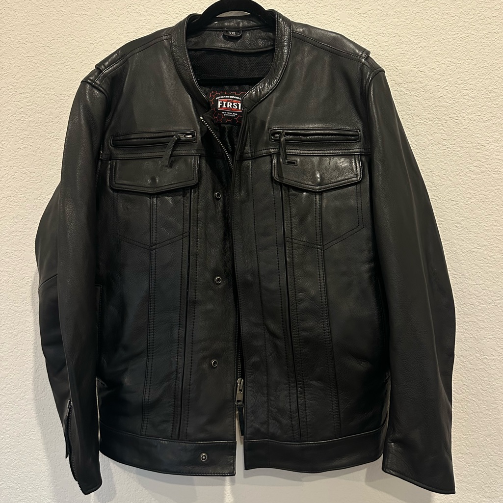 First Manufacturing Co Black Leather Jacket Sizexxlarge Motorcycle Raider Jacket